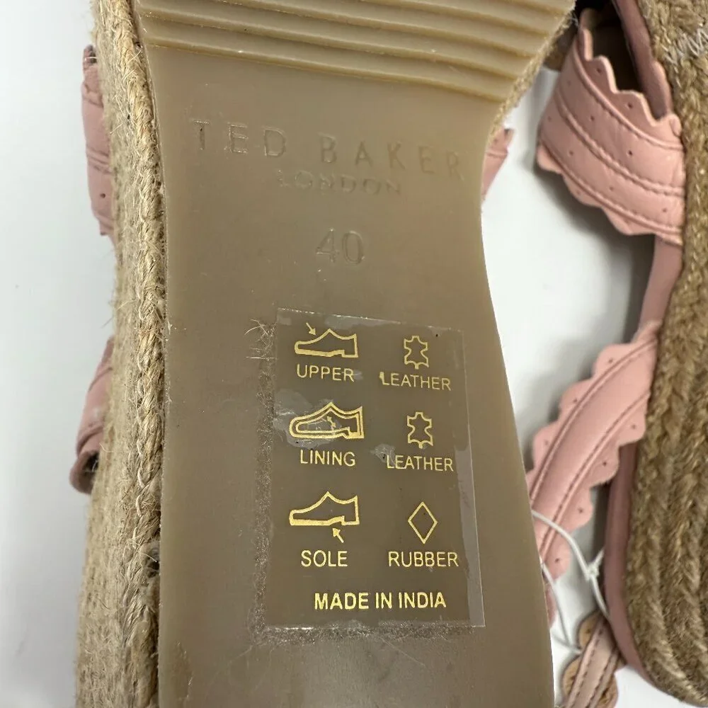 Ted Baker London Taymie Espadrille Wedge Sandals Women's 40 US 9.5 Pink NWOB